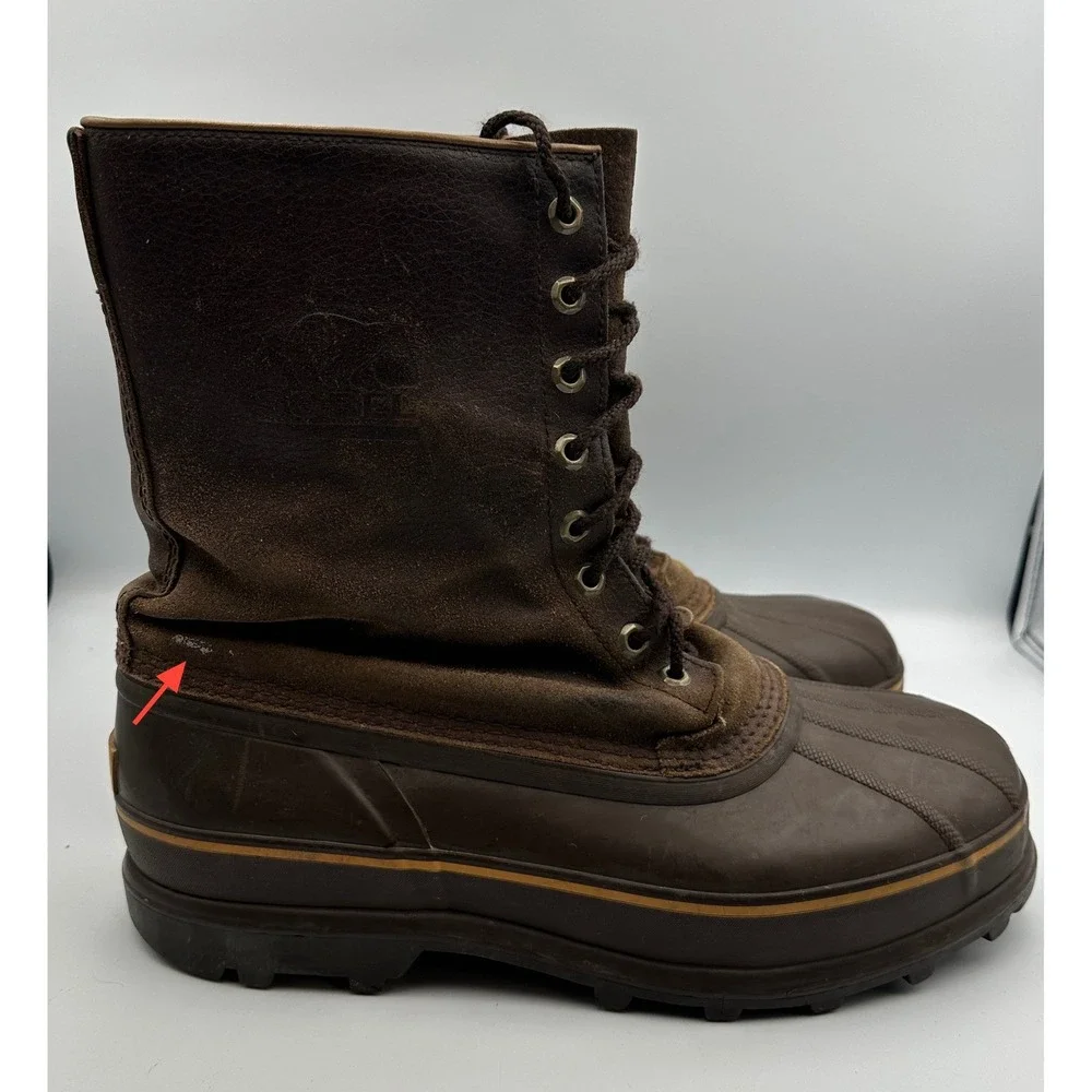 Sorel Mounty Brown Leather Insulated Snow Duck Boots NM1085-219 Mens Sz‎ 11 Vtg